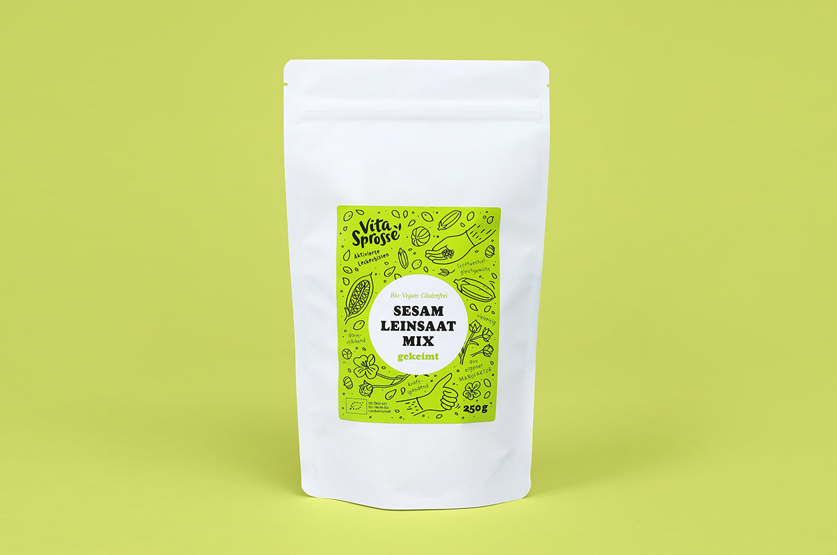 Sesam-Leinsaat-Mix gekeimt